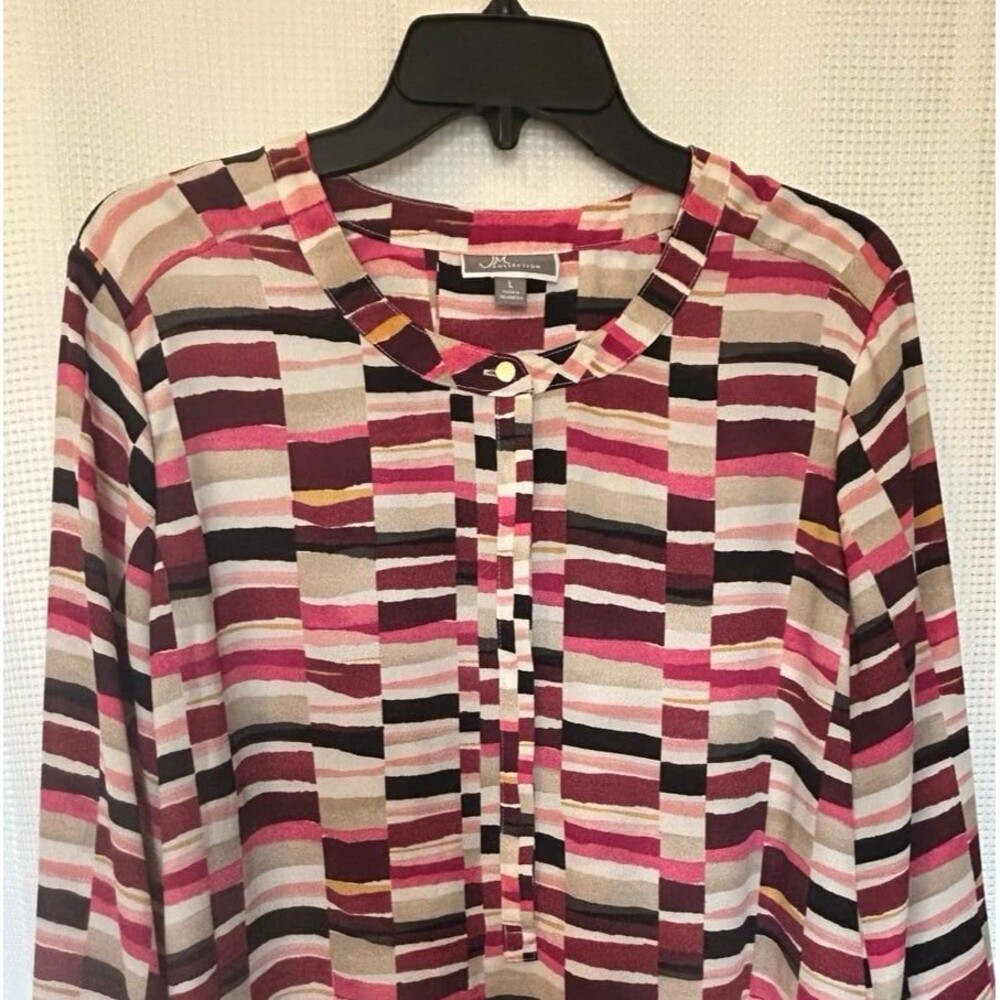 JM Collection Multicolor Geometric Blouse